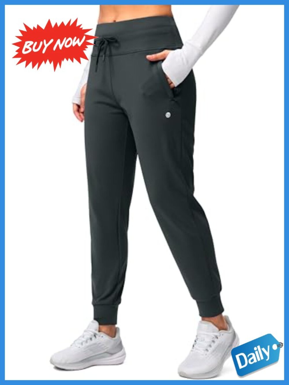 Fleece Lined Joggers Water Resistant High Waist Hiking Sweatpants Pockets
